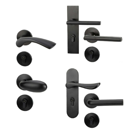 새로운 디자인 현대적인 인테리어 장붓 구멍 잠금 알루미늄 합금 도어 핸들 58 잠금 본체 블랙 실린더 키 5845 도어 핸들 도어 잠금 장치