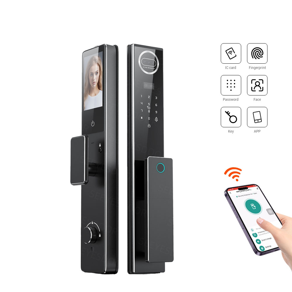 Tuya Wifi App 원격 잠금 해제 지능형 잠금 장치 지문 3d 얼굴 인식 도어 잠금 장치 비디오 인터콤 열쇠가없는 스마트 디지털 잠금 장치