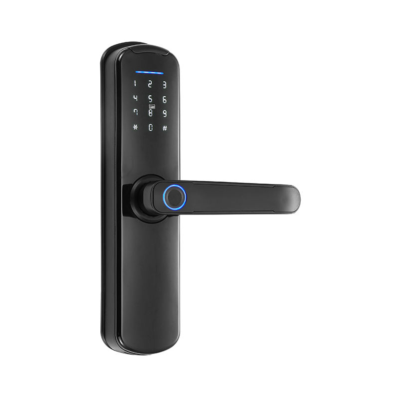 방수 TT 잠금 장치 Tuya WiFi 앱 스마트 생체 인식 지문 도어 핸들 디지털 열쇠가 없는 잠금 장치