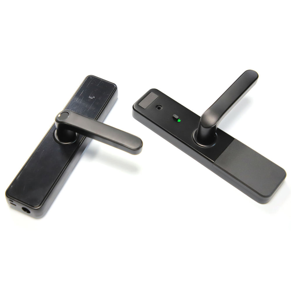 新品生物识别指纹门把手数字无钥匙锁涂鸦Wifi App智能门锁