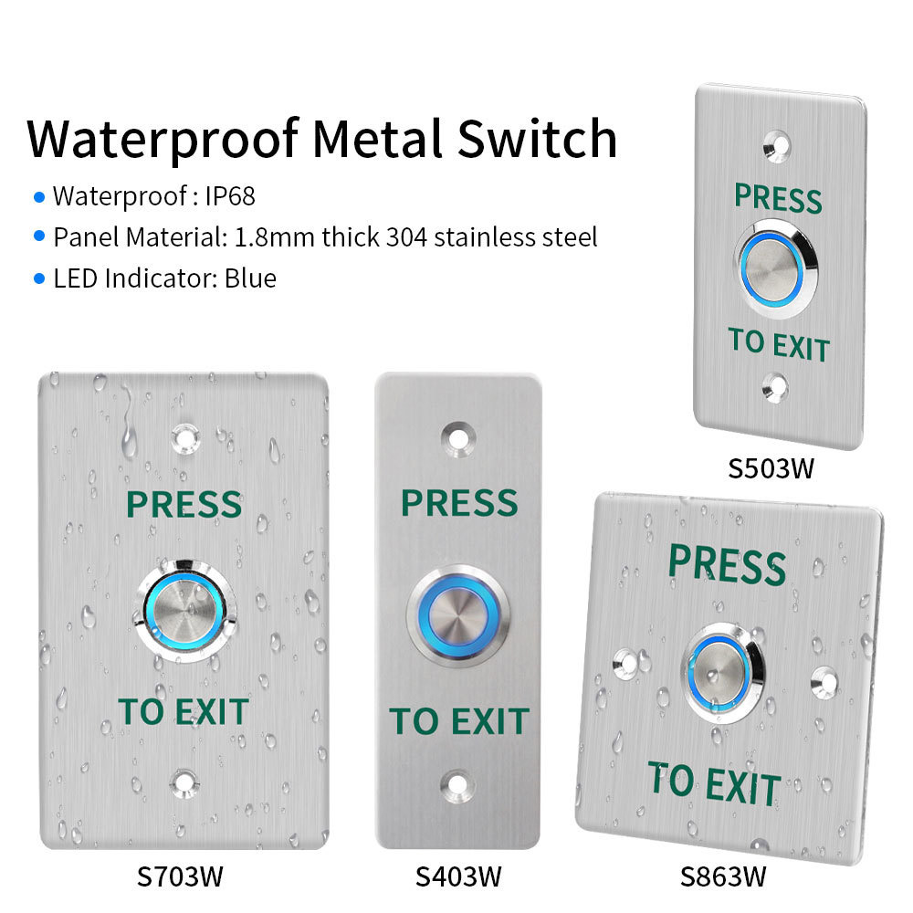 आउटडोर एक्सेस कंट्रोल सिस्टम के लिए IP67 स्टेनलेस स्टील वाटरप्रूफ पुश टू एग्जिट बटन