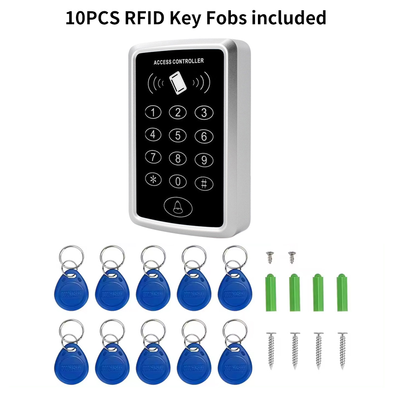 280kg 600LB Electric Magnetic Lock Power Supply 10 Key Fobs EXIT Button RFID Card Door Access Control System Kit