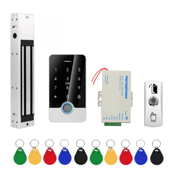 Tuya IP67 야외 180KG 280KG 금속 생체 인식 지문 액세스 컨트롤러가있는 전자기 잠금 액세스 제어 시스템 키트