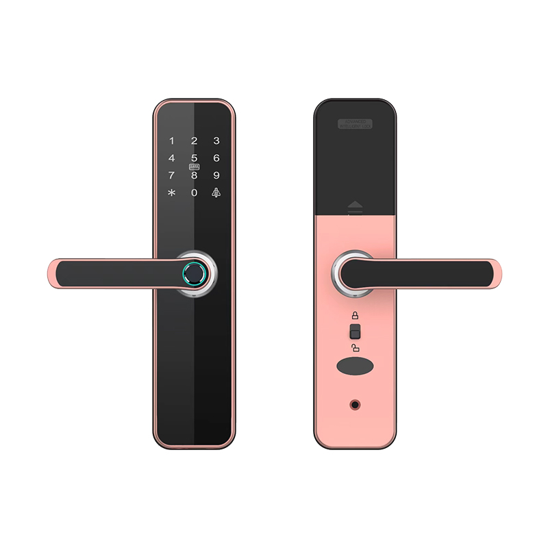 工厂供应智能门锁高安全性电子数字指纹门锁带手柄的防水智能锁在家