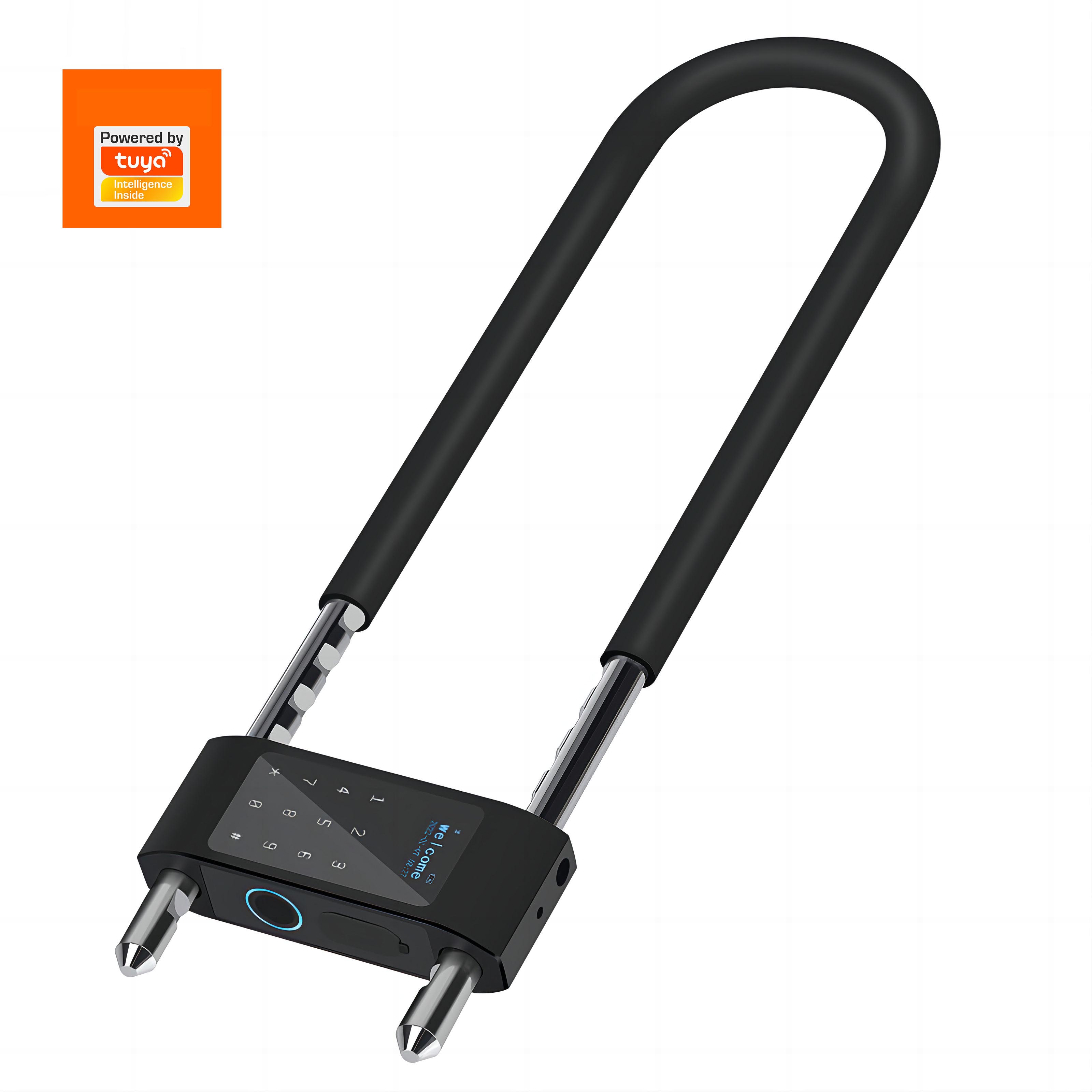 Tuya App Smart U-Shaped Electronic Fingerprint Lock Waterproof for Glass Door Convenient Smart Home Access