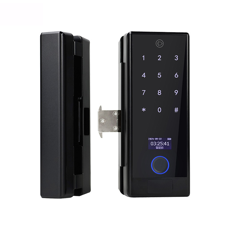 Serrure intelligente à empreintes digitales pour porte de bureau en verre, nouveau design, sans perceuse, Code d'installation, clé de carte, fournisseur d'usine chinoise