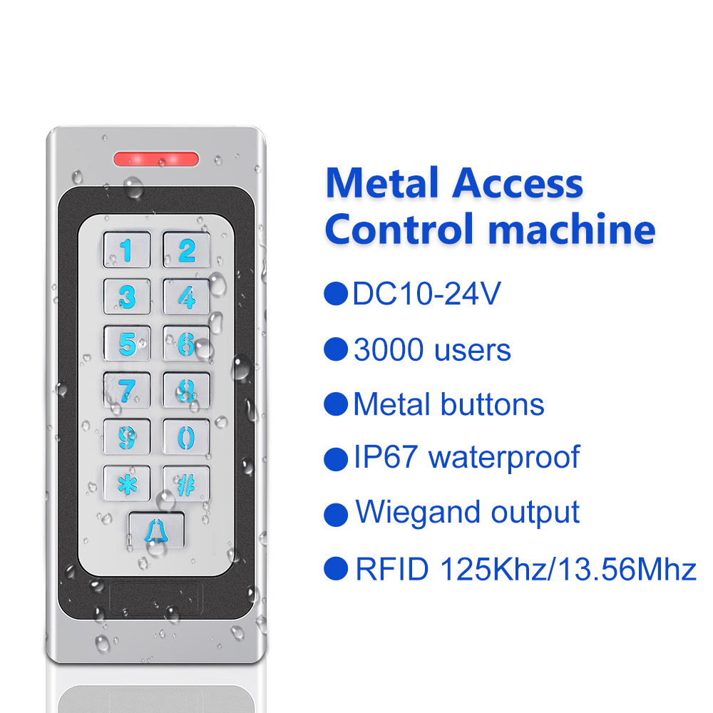 China-Fabriklieferant IP68 wasserdichter RFID-Zugangscontroller aus Metall, eigenständiges Tastatur-Türzugangskontrollsystem für den Außenbereich