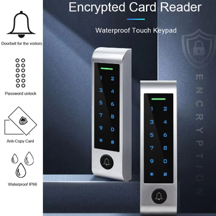 الصين مصنع مستقل مشفر RFID NFC قارئ بطاقة التحكم في الوصول 1000 مستخدم Wiegand إخراج الإدخال مع وظيفة جرس الباب