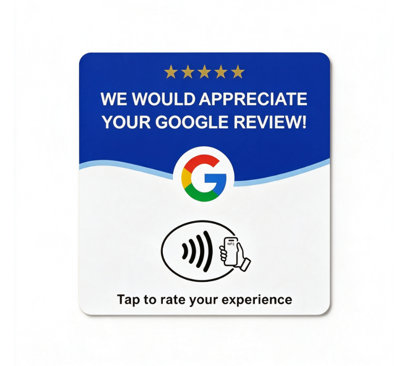 Smart NFC Tap Card Display 215 Chip QR Tag Google Review Stand Acrylic Plate for Restaurant Table