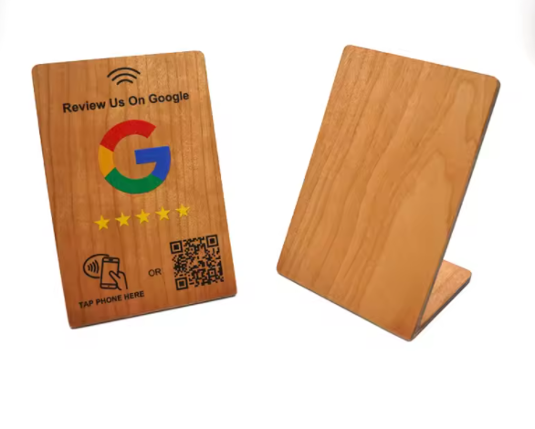 Custom Printing Nfc Wood Card Stand Qr Code Tag NFC Menu QR Code Tag Card With Chip 13.56 MHZ for Restaurant Store