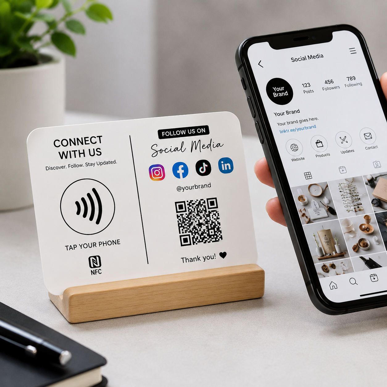 Wholesale High Quality Acrylic PVC RFID Membership Card 13.56MHz Wood NFC Payment Stand Table Stand Waterproof Restaurant