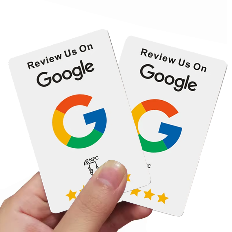 Customizable Nfc Rfid Business Review Card With Google Play Gift Card Programmable Qr Code for Hotel Social Media Application
