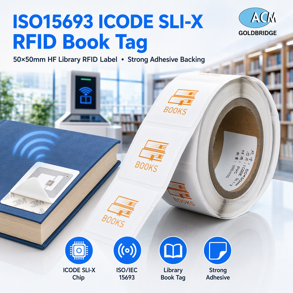 50x50mm ISO15693 13.56MHz HF Blank Library RFID Book Tag Self Adhesive Label Sticker Factory Direct Wholesale Custom and OEM