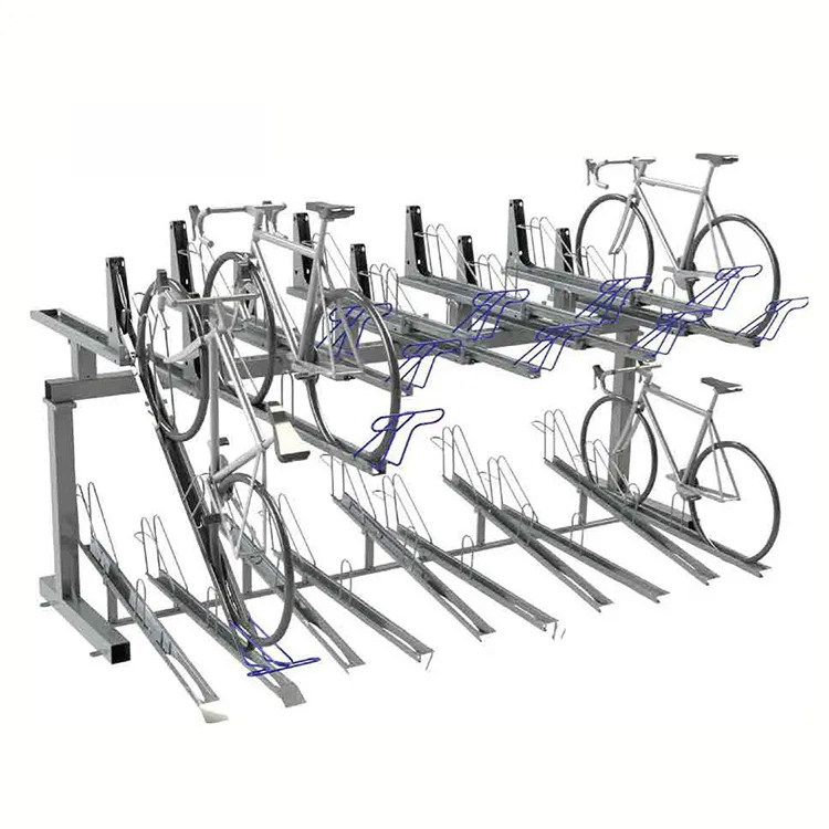 China Suporte de rack de estacionamento para bicicletas de duas camadas com elevador vertical fabricante