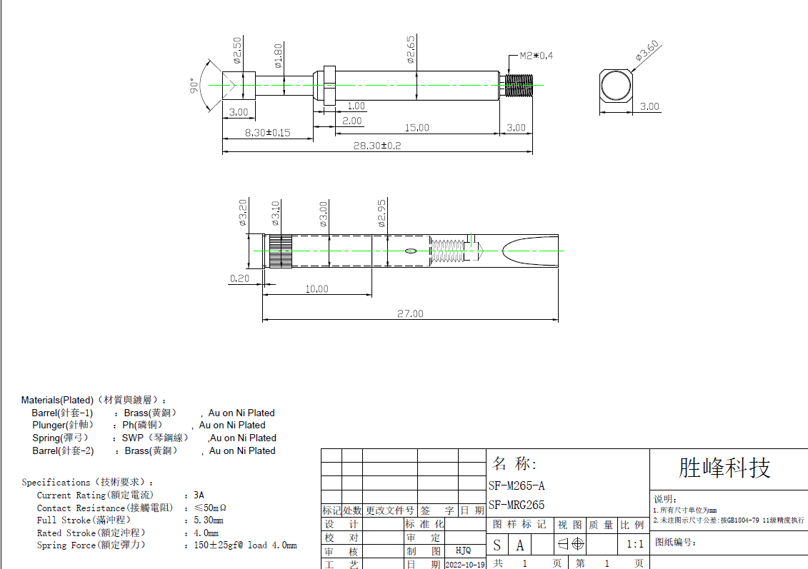 China High quality screw-in test probe of diameter 2.65 mm for cable harness testing manufacturer