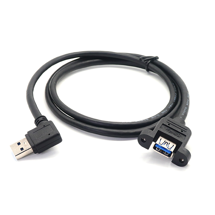 USB 3.0 直角公对母面板安装延长充电电缆