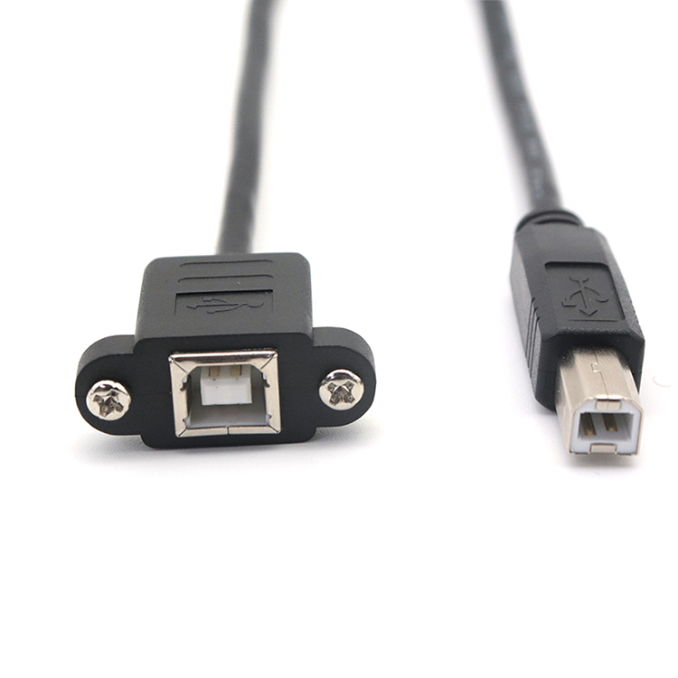 프린터 케이블 USB 2.0 B 수나사 잠금 장치가 있는 USB B 암 패널 마운트 연장 케이블