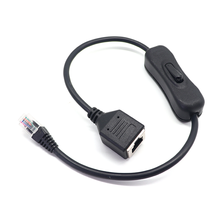 Cavo adattatore Ethernet per telefono OEM ODM RJ12 maschio a RJ12 femmina con interruttore on-off in linea