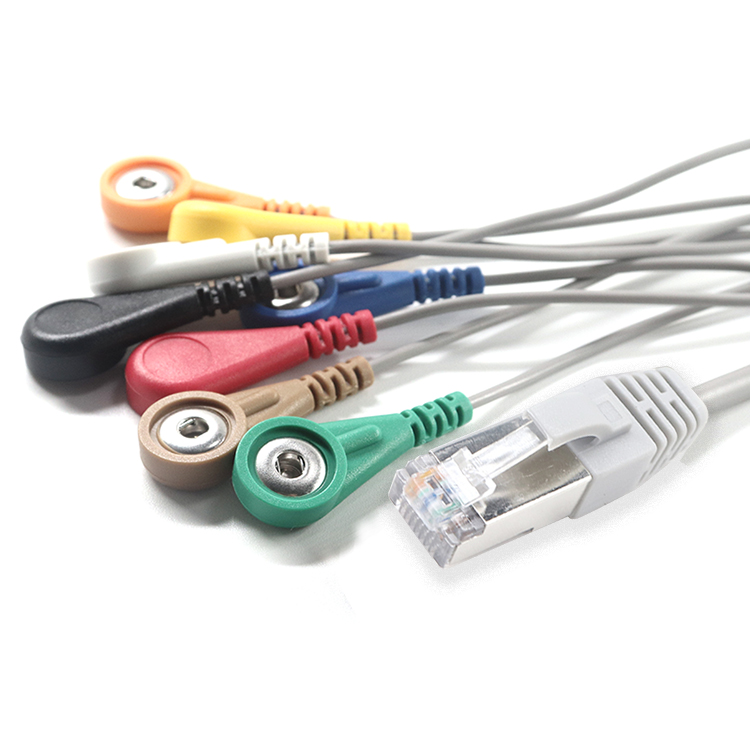 Chine RJ45 8P8C adapté aux besoins du client au câble instantané d'ECG d'électrode avec le fil de 8 fils fabricant