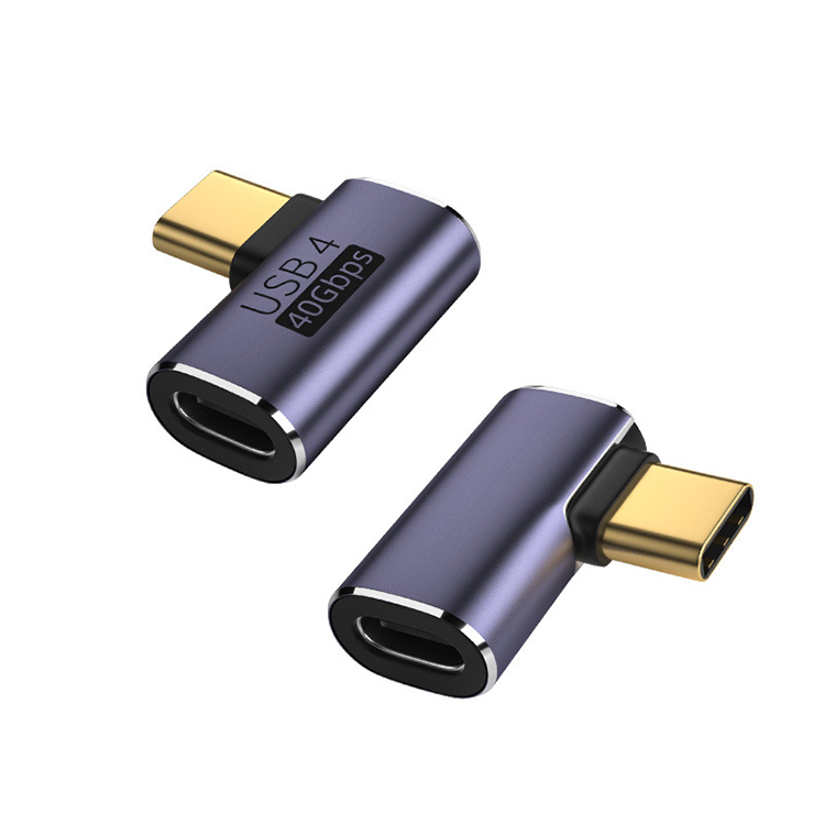 Convertitore adattatore di ricarica per trasferimento dati USB 4.0 40 Gbps di tipo C a 90 gradi