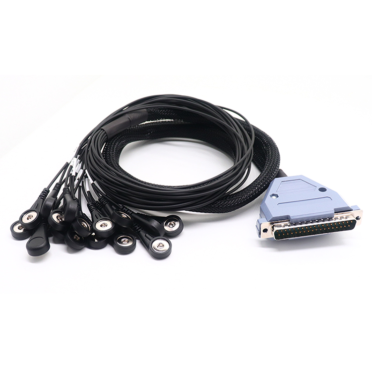 Connecteur mâle à broche DB37 personnalisé pour électrode femelle Snap avec 18 fils de plomb