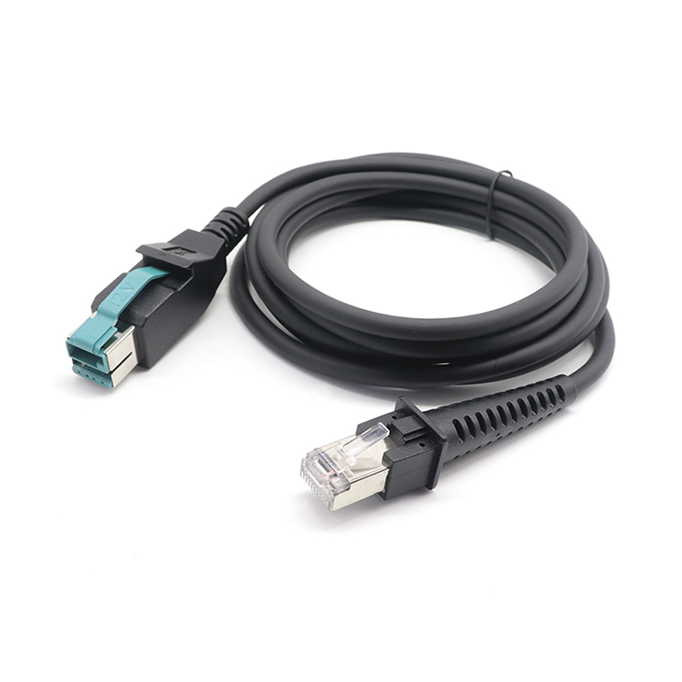 12V 供电 USB 转 10P10C RJ50 POS 扫描器直连电缆