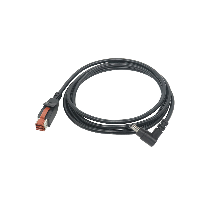 24V PoweredUSB Extension Cable with Elbow DC Power Male Connector