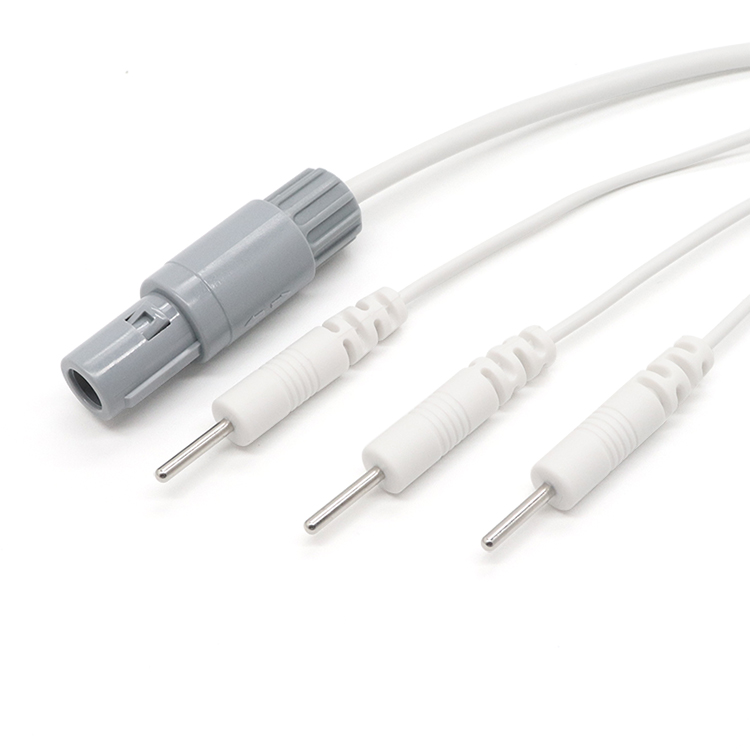 Connettore LEMO in plastica a 4 pin a pin maschio dell'elettrodo da 2,0 mm con cavo a 3 conduttori