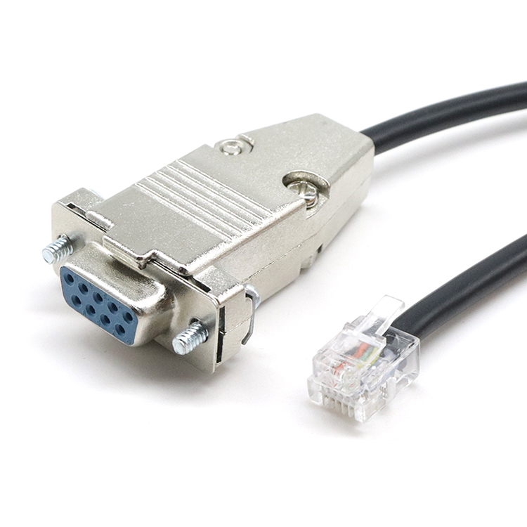 Metal DB9 Serial RS232 to RJ12 6P6C Adapter Cable