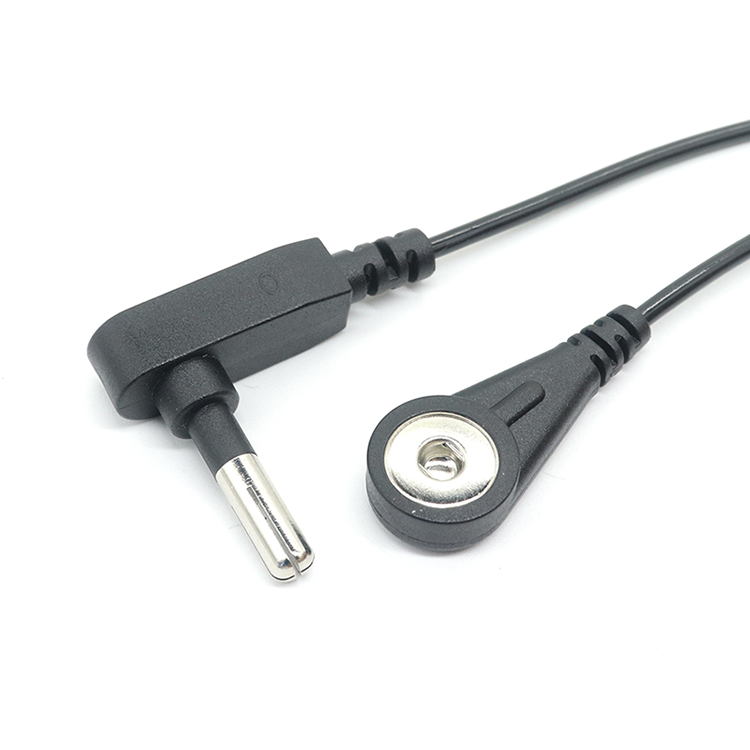 90도 직각 바나나 플러그 커넥터 - 4.0mm ECG 스냅 코일 접지 코드
