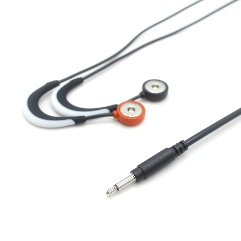 Chine Câble audio mâle à deux pôles de 3,5 mm, boucle d'oreille en silicone vers câble d'électrode Tens Snap Tens femelle 4,0 pour la tâche de transfert de données de l'appareil de physiothérapie fabricant