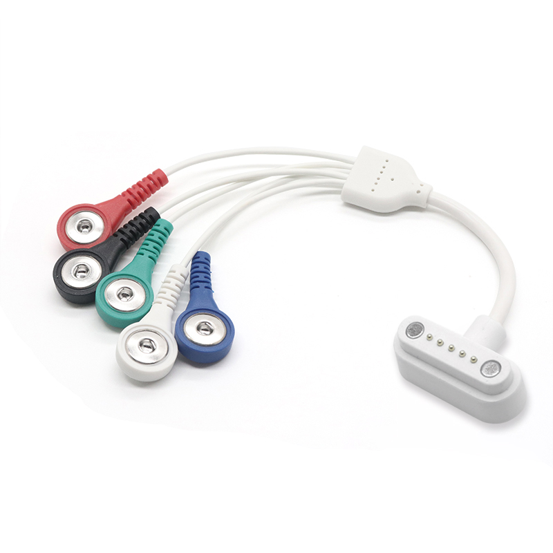 5-pins pogo-pin naar 5 leads ecg emg ekg elektrodedraadkabel