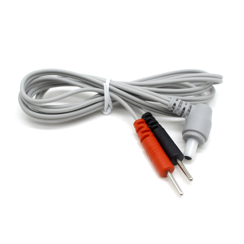 Cables de unidad Tens, enchufe de seguridad DC3.5 de 90 grados a Cable de electrodos de aguja de ECG de electrodo Dual 2,0 equipado