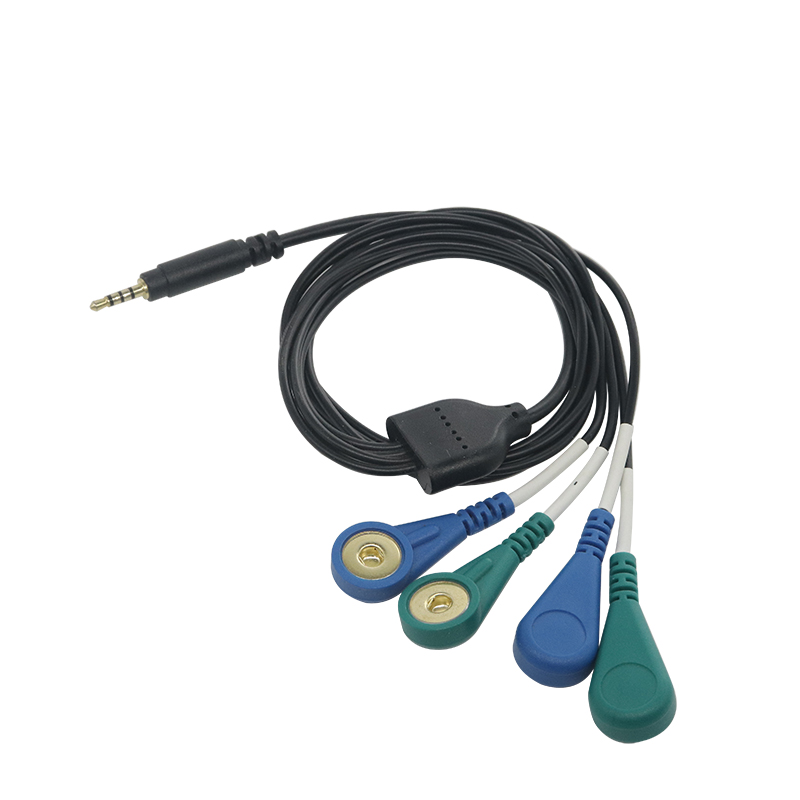 Cina Spina audio a 4 poli da 2,5 mm a 4 conduttori Cavo con elettrodo placcato oro da 4,0 mm Femmina a scatto per fisioterapia TENS/EMS produttore