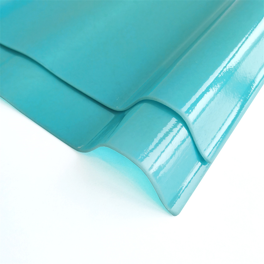 Green Blue Corrugated Opaque and Skylight Transparent Glass Fiber FRP Sheet Roofing