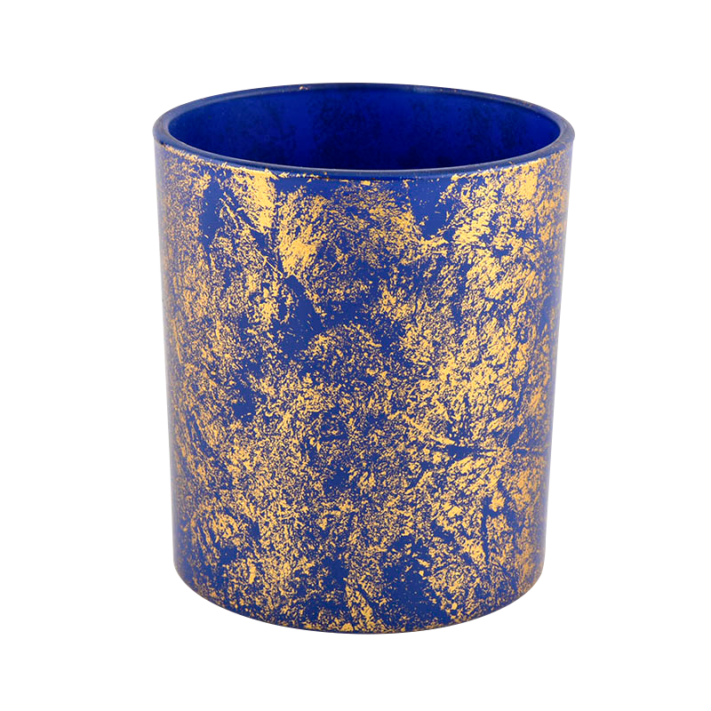 Wholesale golden printing dust with blue empty candle jars for candle making