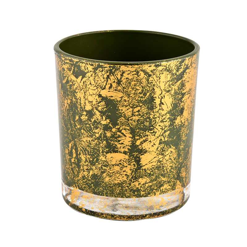 Wholesale Custom Unique gold green Glass Empty Glass Candle Jar