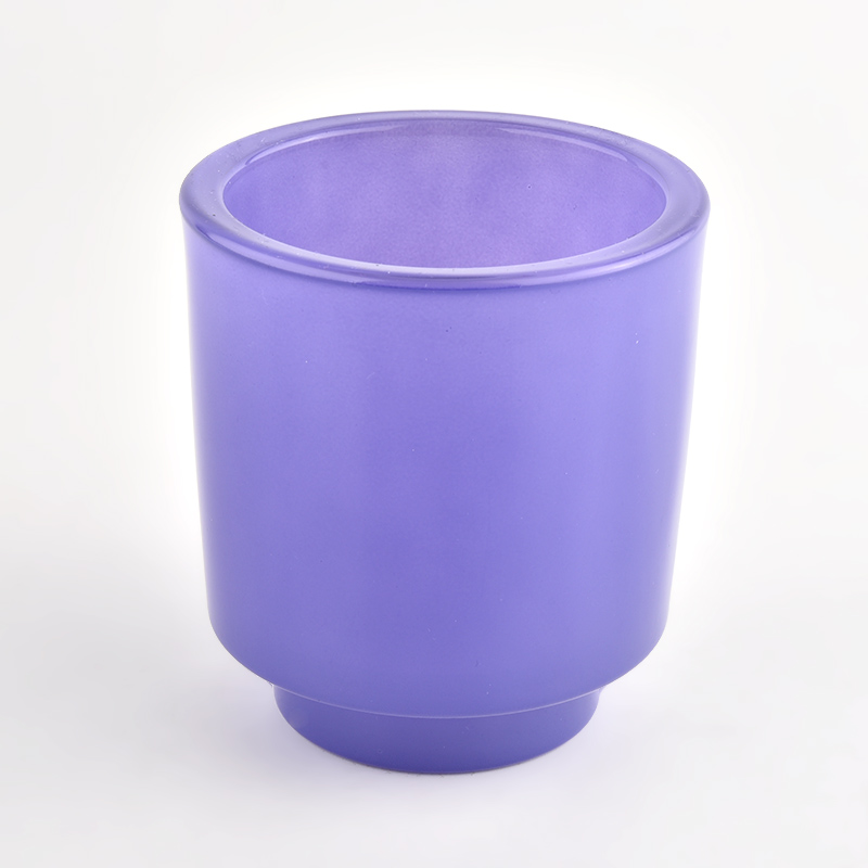 Hot sale popular stepped purple glass candle jars
