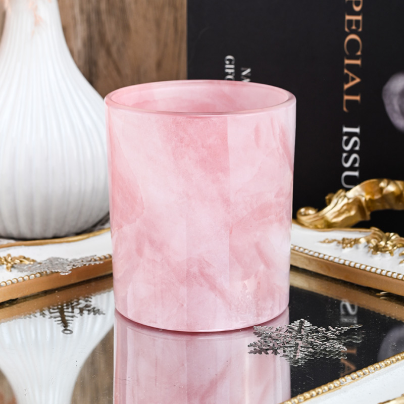 10oz pink beautiful painting glass candle jar supplier