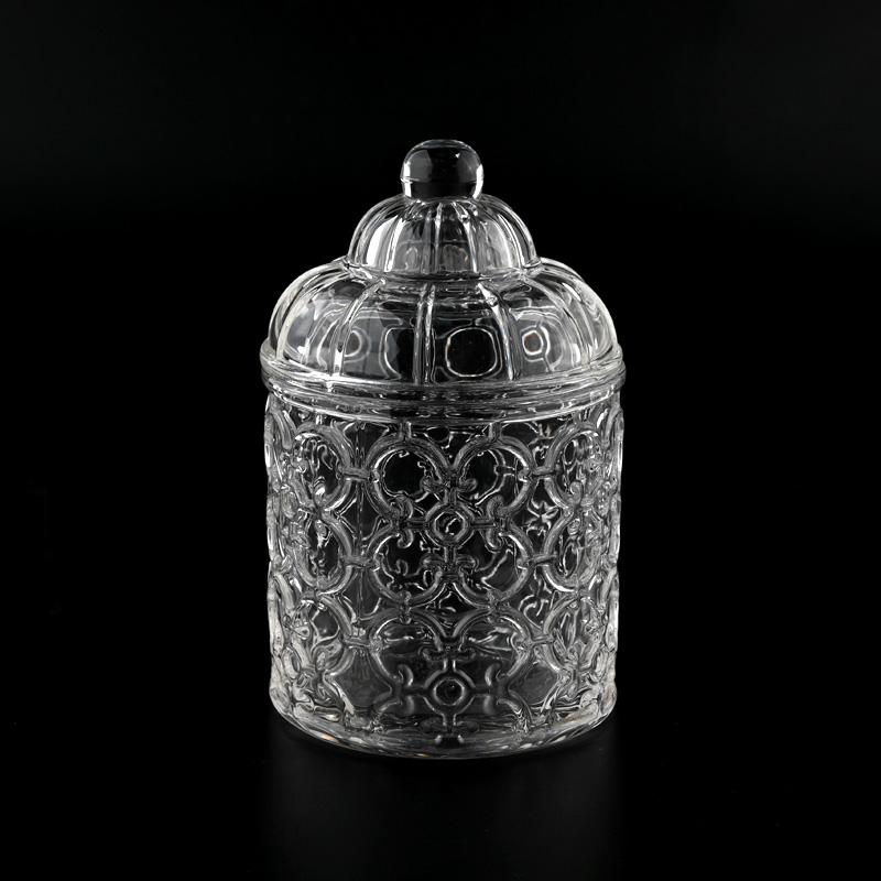 New design 10oz clear glass candle jar with lids supplier