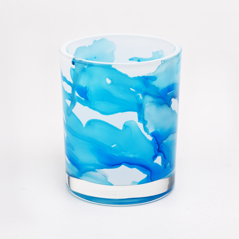 Hot sale 300ml handpainting glass candle jar wholesaler