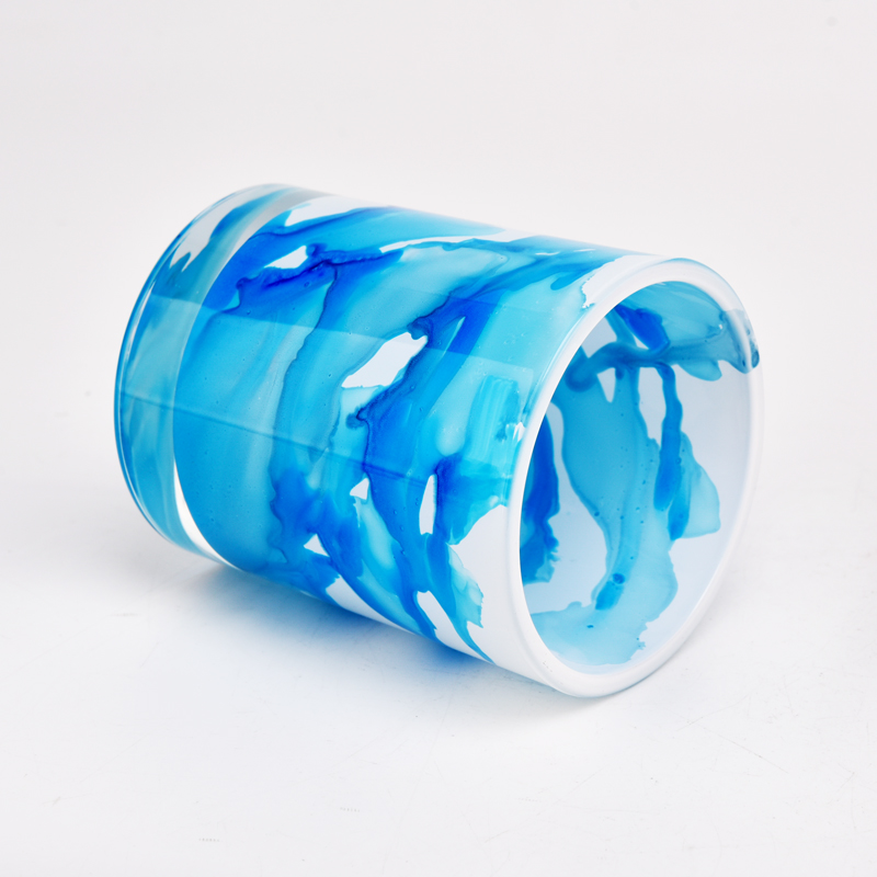 Hot sale 300ml handpainting glass candle jar wholesaler
