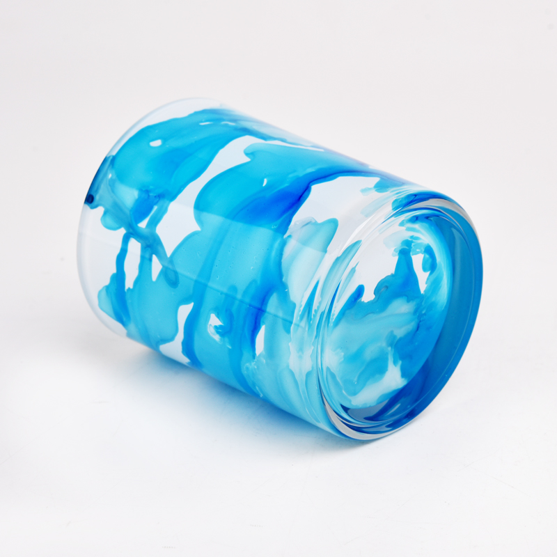 Hot sale 300ml handpainting glass candle jar wholesaler