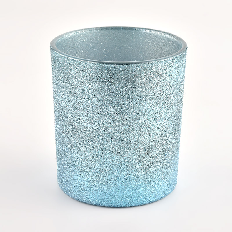 Wholesale 300ml candle vessels 8oz cyan frosted glass candle jars