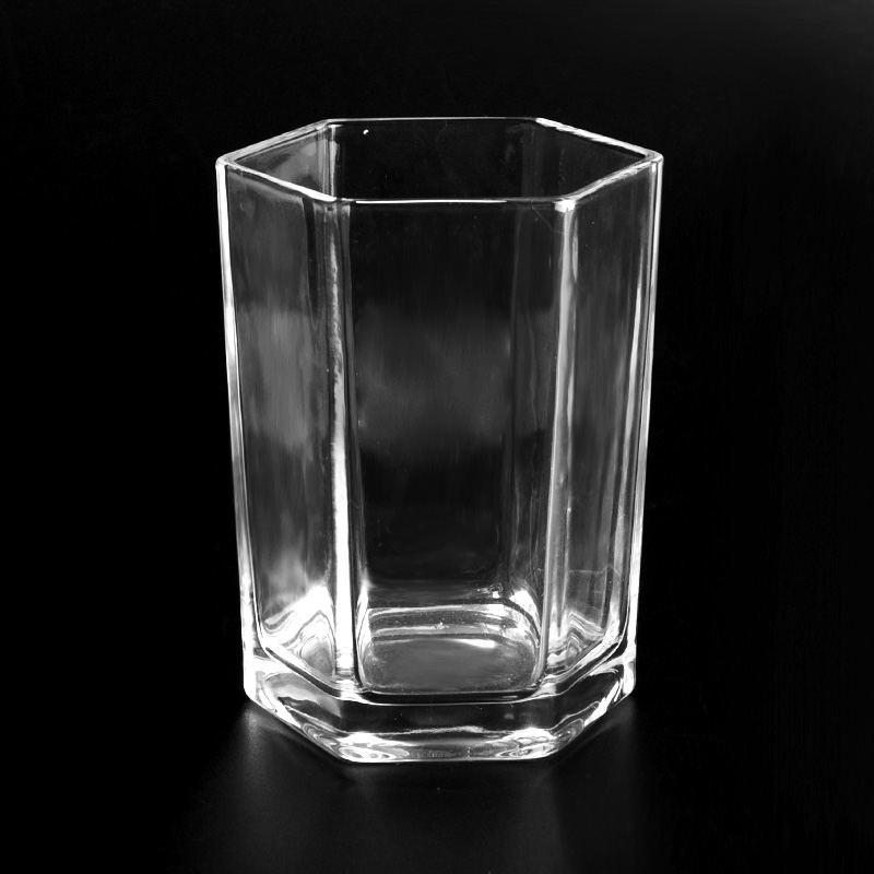 New 500ml hexagon glass clear candle holder supplier