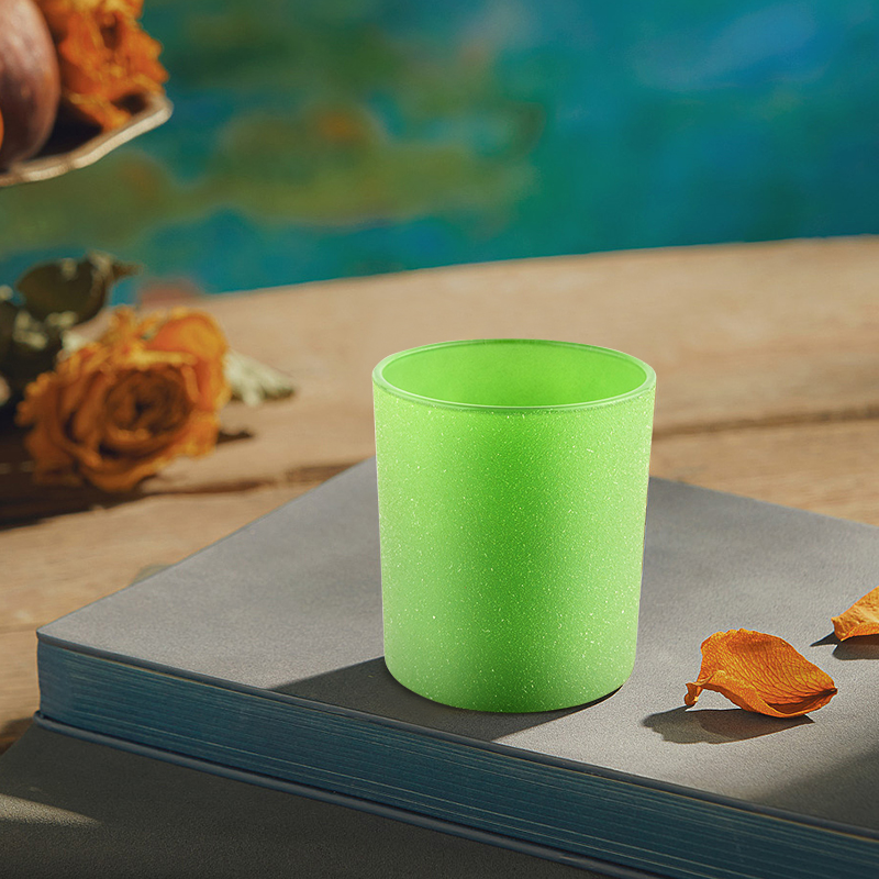 Frost green empty candle jars glass cylinder candle holder Frost green empty candle jars glass cylinder candle holder