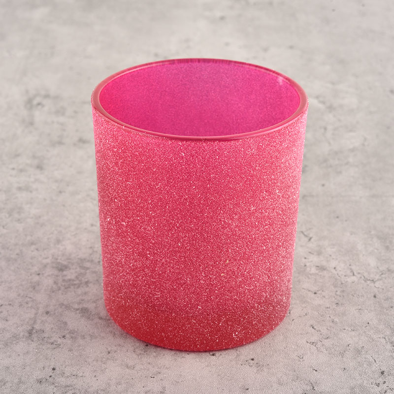 Customize Empty Rose Red Frosted Glass Candle Jars Candle Holders Decoration