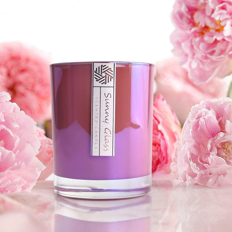 Colorful electroplated unique for candle making empty glass candle jars