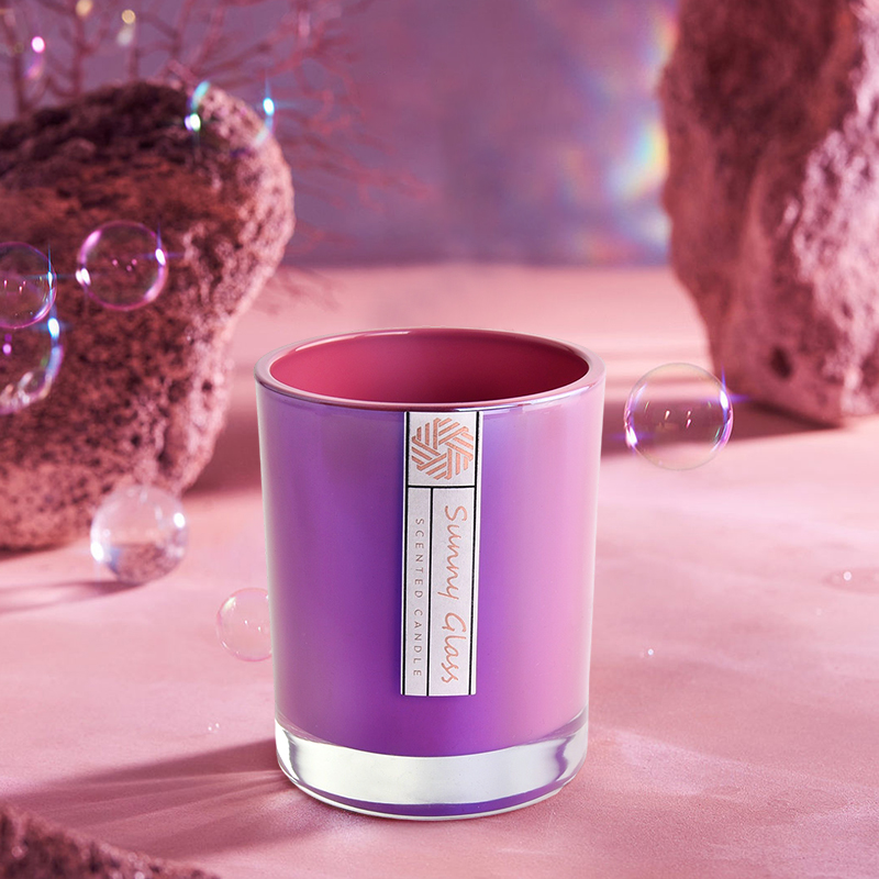 Colorful electroplated unique for candle making empty glass candle jars