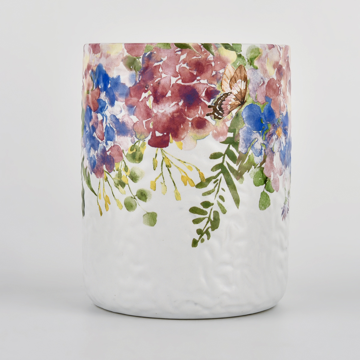 Custom Applique Printing Empty Ceramic Candle Containers Jar